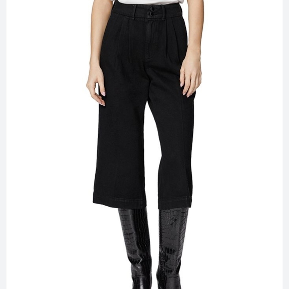 PAIGE Denim - New Paige Pleated Clarice Culottes Jeans Black Size 28